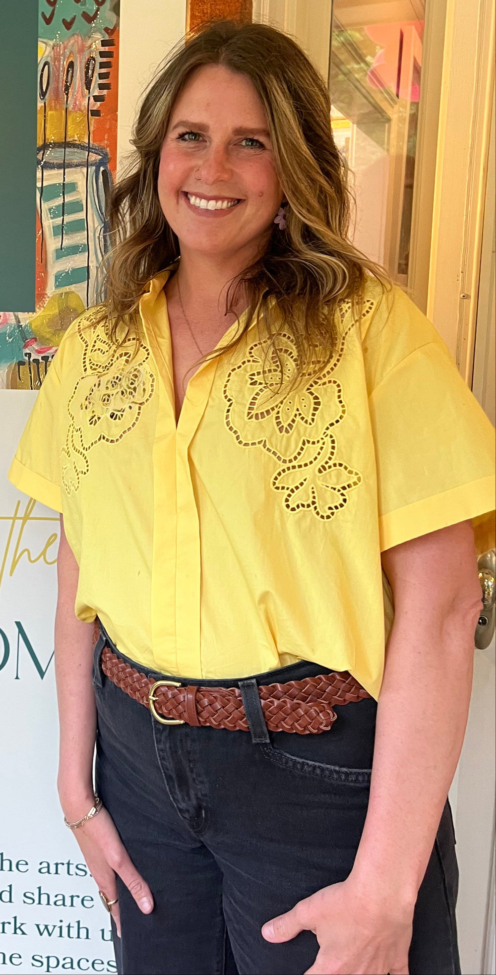 Woman in a yellow shirt 